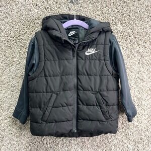 Nike Jacket Boys 3T Black Hooded Puffer Hybrid